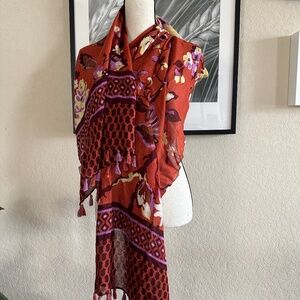 Spartina 449 Floral Linen and Viscose Wrap Scarf